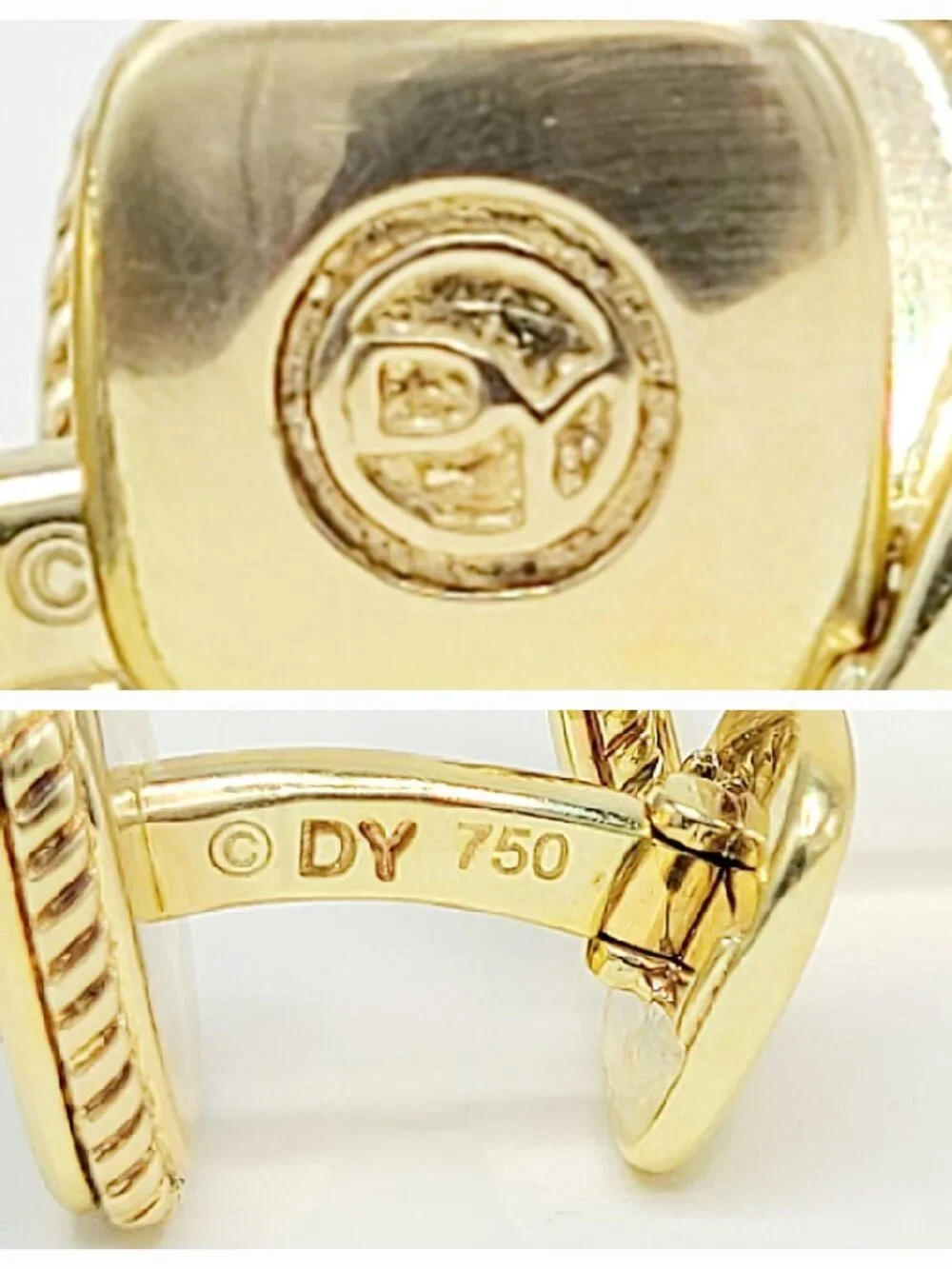 David Yurman Exotic Stone Cufflinks in Black Onyx in 18K Yellow Gold - RARE